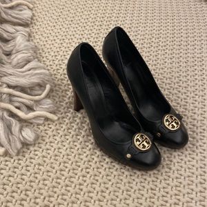 Black leather platform heels from Tory Burch, size 10